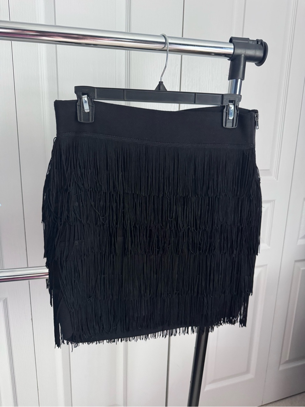 Black Fringe Mini Skirt